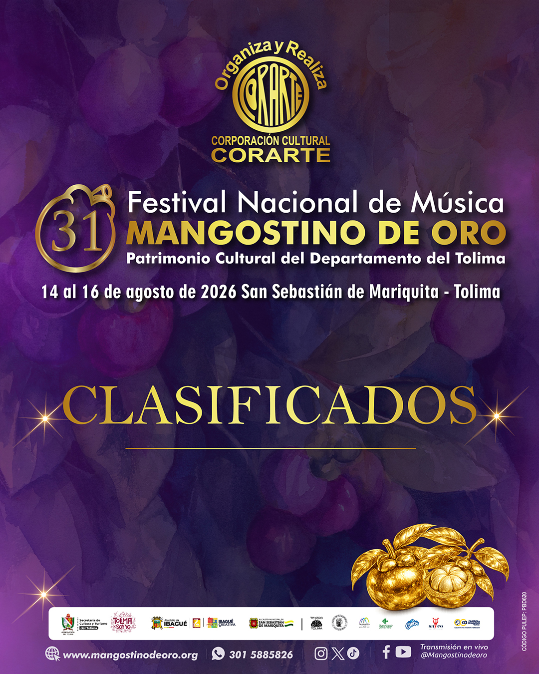 Los artistas clasificados al “Mangostino de Oro” tienen cita con la música en San Sebastián de Mariquita.