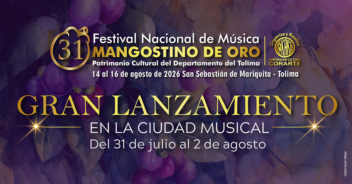 Ibagué brillará al ritmo del lanzamiento del 31.º Festival Nacional de Música “Mangostino de Oro”